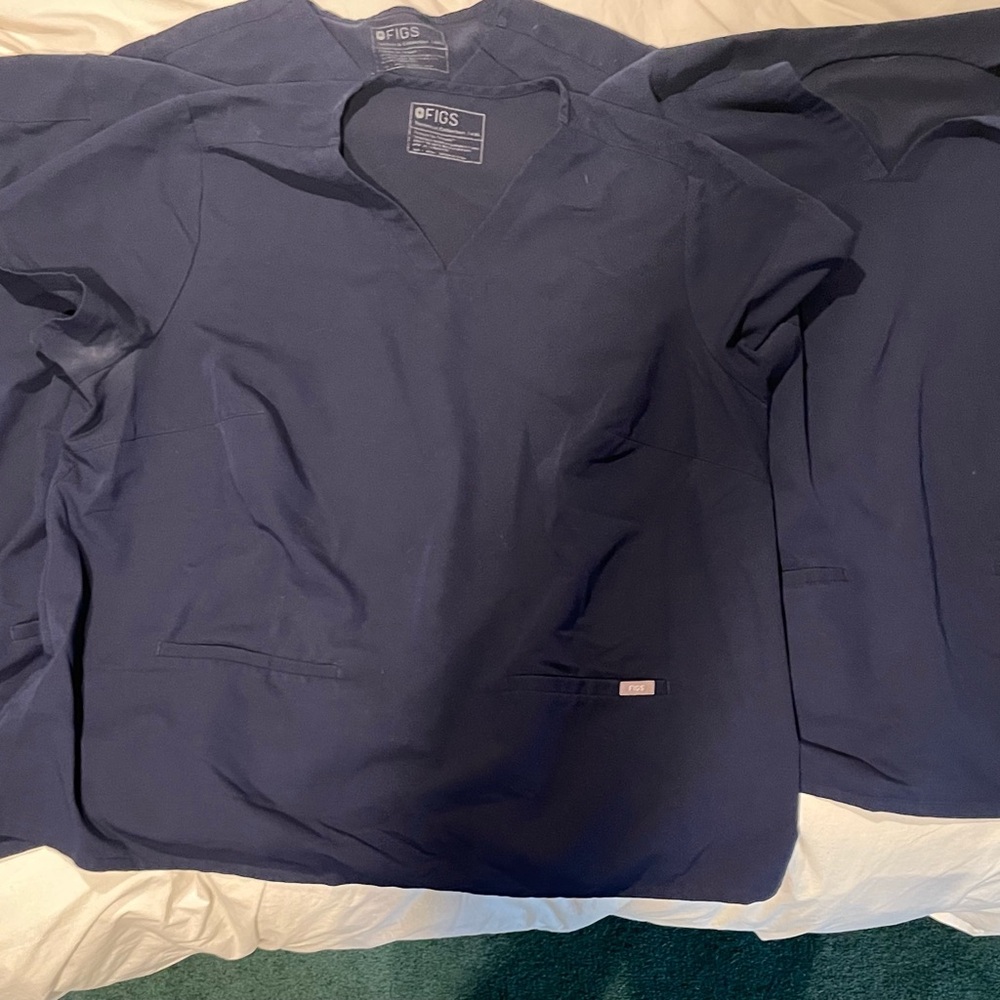 Lot of 4 FIGS Navy Medical Scrub Tops